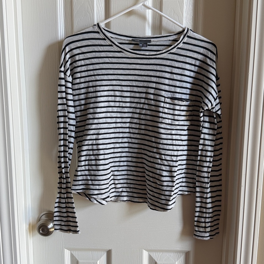 Vince Black and White Striped Tee